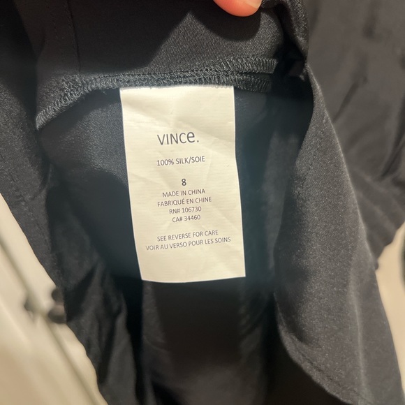 VINCE Black Silk Dress Drawstring Waist Long Sleeve - Picture 7 of 7